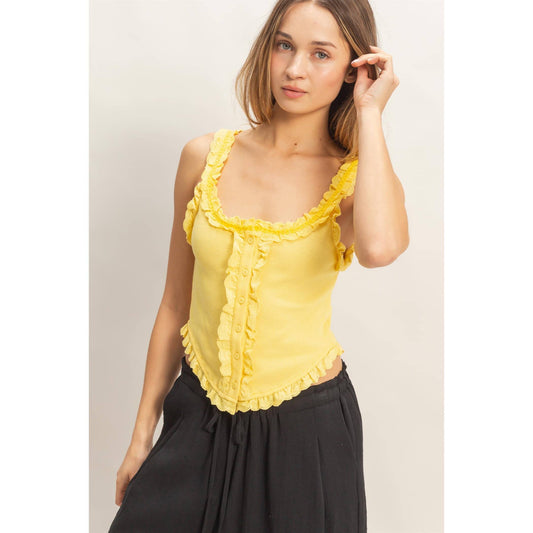 Lace Ruffle Trim Tank Top