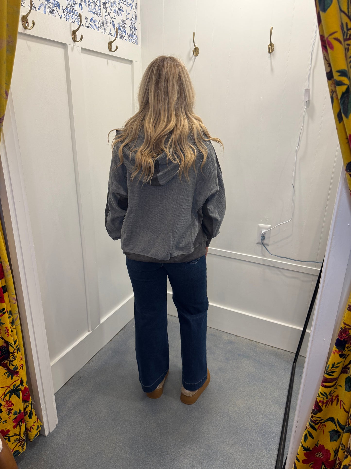 Thermal Waffle Knit Full Zipper Hooded Jacket