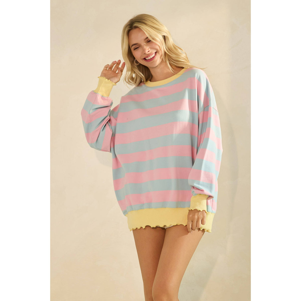 Striped Knit Long Sleeve Top