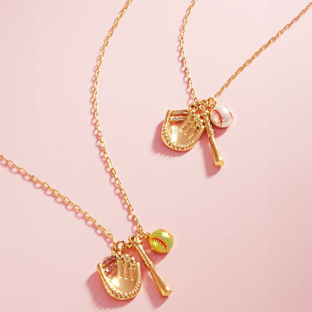 Baseball Charm Pendant Necklace