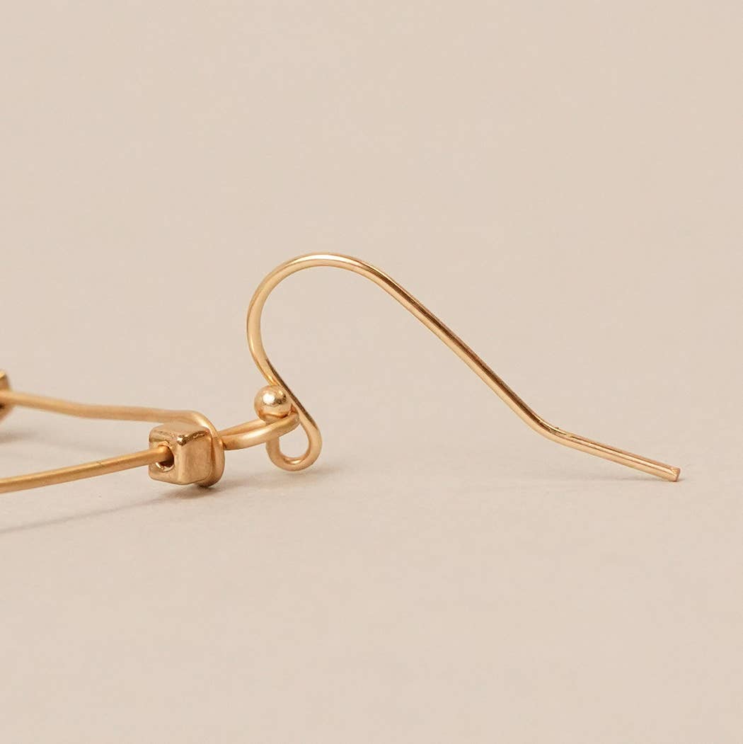 Floral Teardrop Wood Hook Dangle Drop Earring