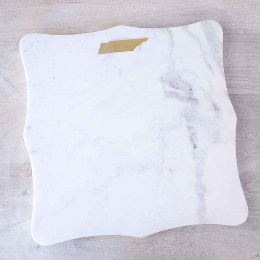 Tennessee Marble Serving Board   White/Brass   12x12