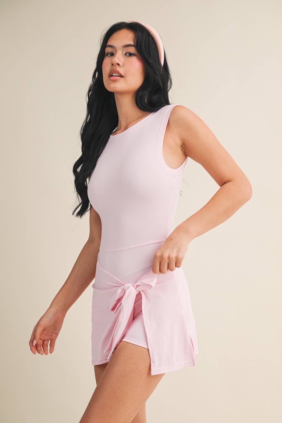 Sleeveless Wrap Tie Front Dress
