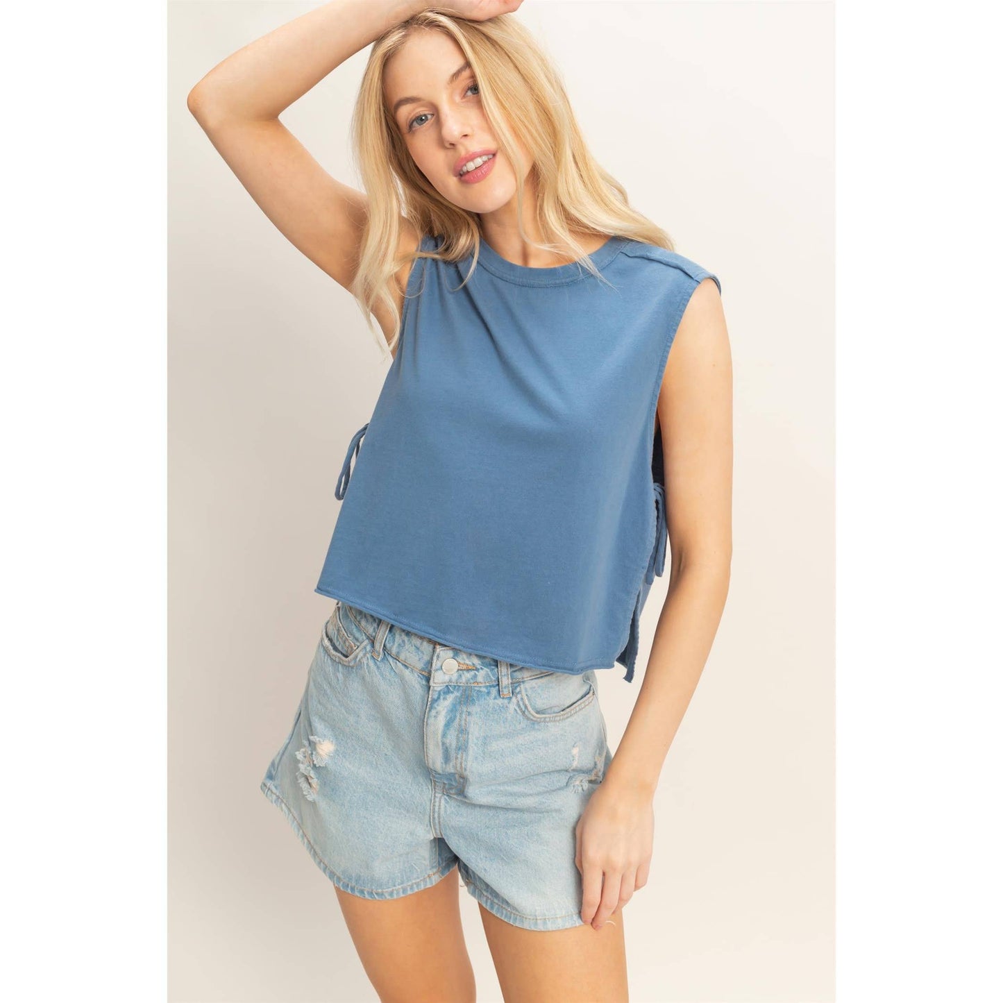 Sleeveless Raw Edge Top