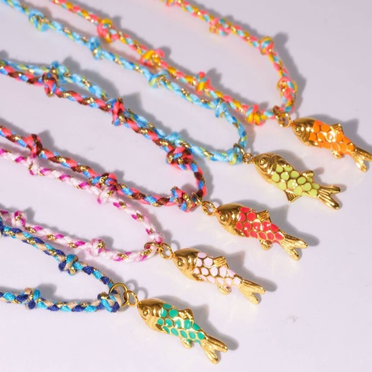 18K STAINLESS STEEL CORDED CHARM NECKLACE