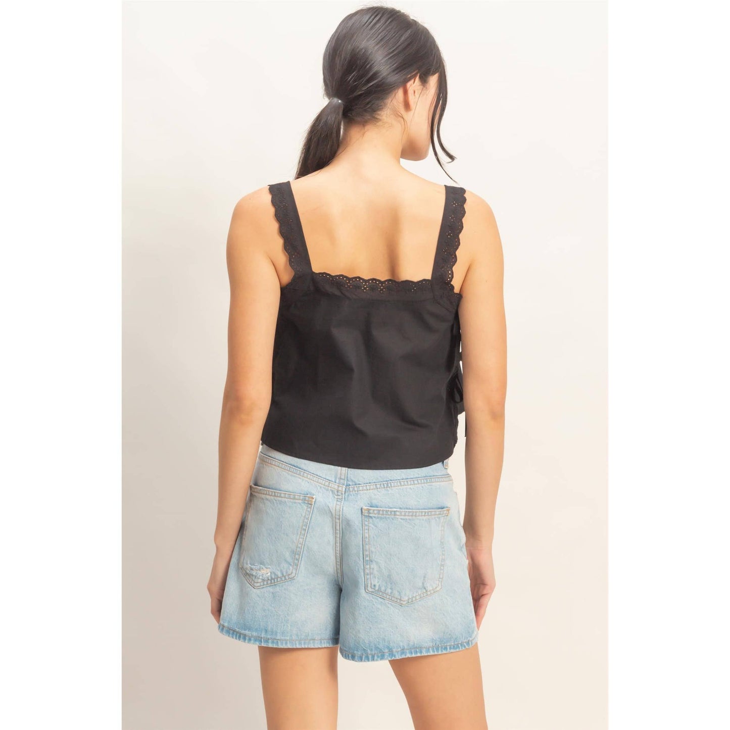 Pleated Lace Trim Tank