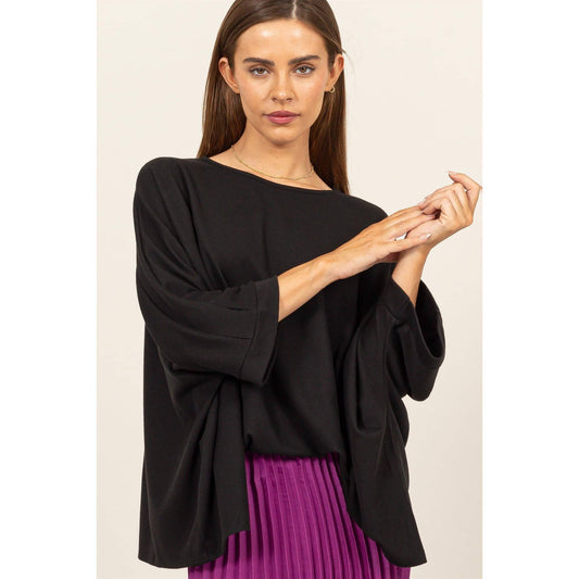 ROUND NECK DOLMAN SLEEVE OVERSIZED TOP