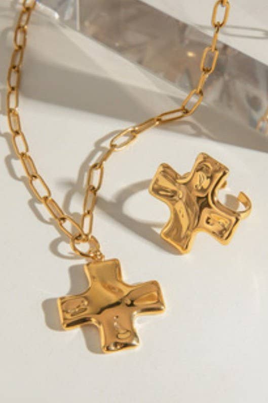 18K STAINLESS STEEL TARNISH FREE CROSS NECKLACE