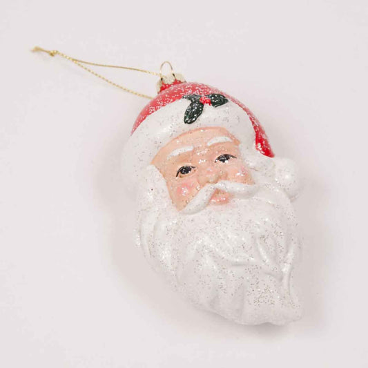 Jolly Santa Ornament   White/Red