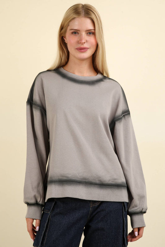 Contrast Spray Detail Oversized Sweat Shirt Knit Top