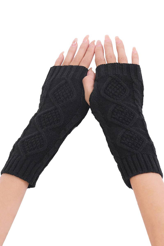 Cable Braid Knitted Fingerless Arm Warmer Sleeve