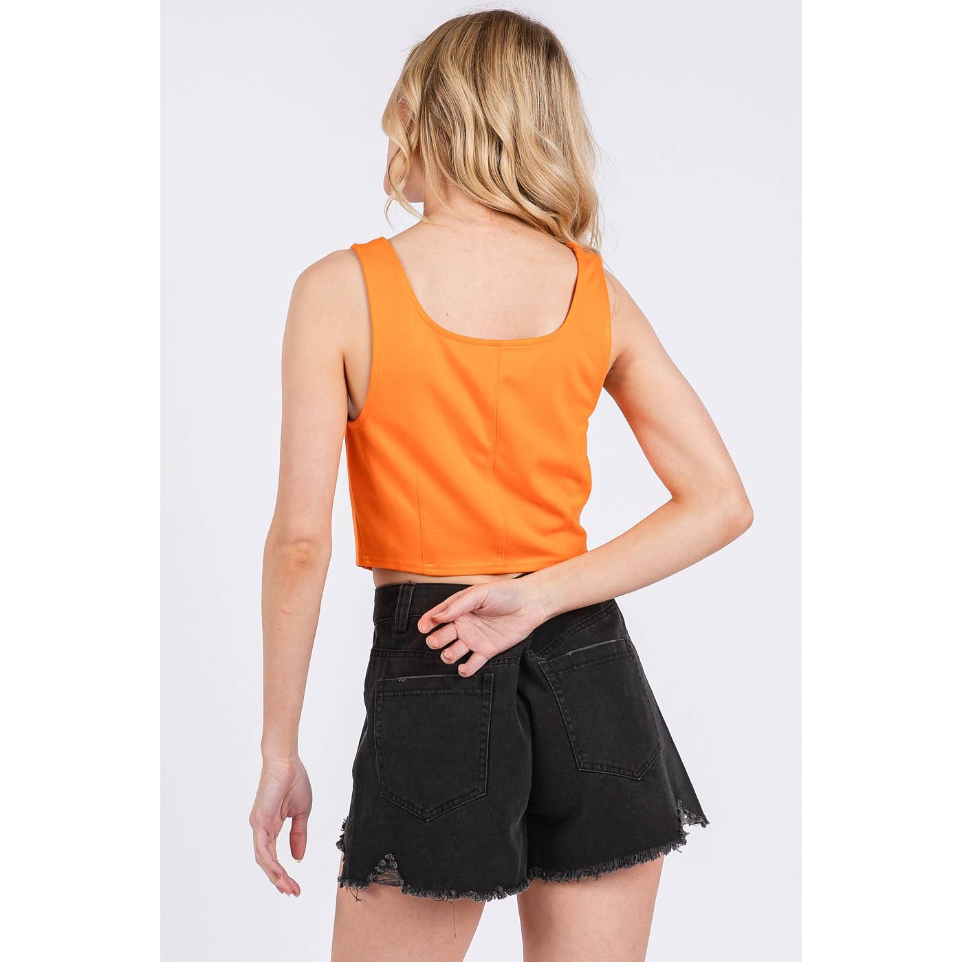 CORSET SEAM DETAIL CROP TANK TOP