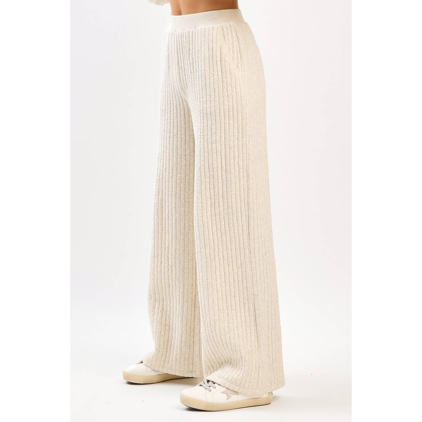 QUILTED CREW NECK SWEATSHIRT AND PANTS SET (Sold as Separates)