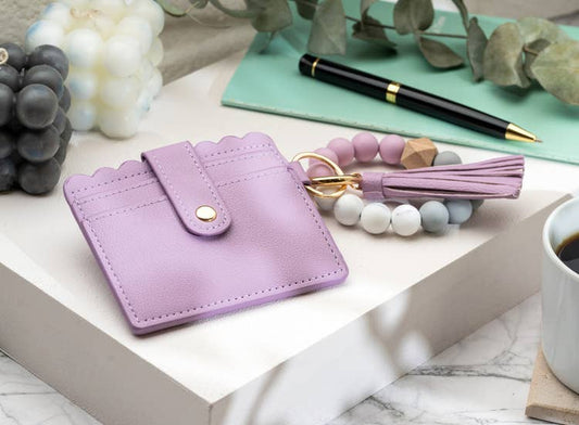 Leather Keychain Wallet With Wristlet Bangle Bracelet