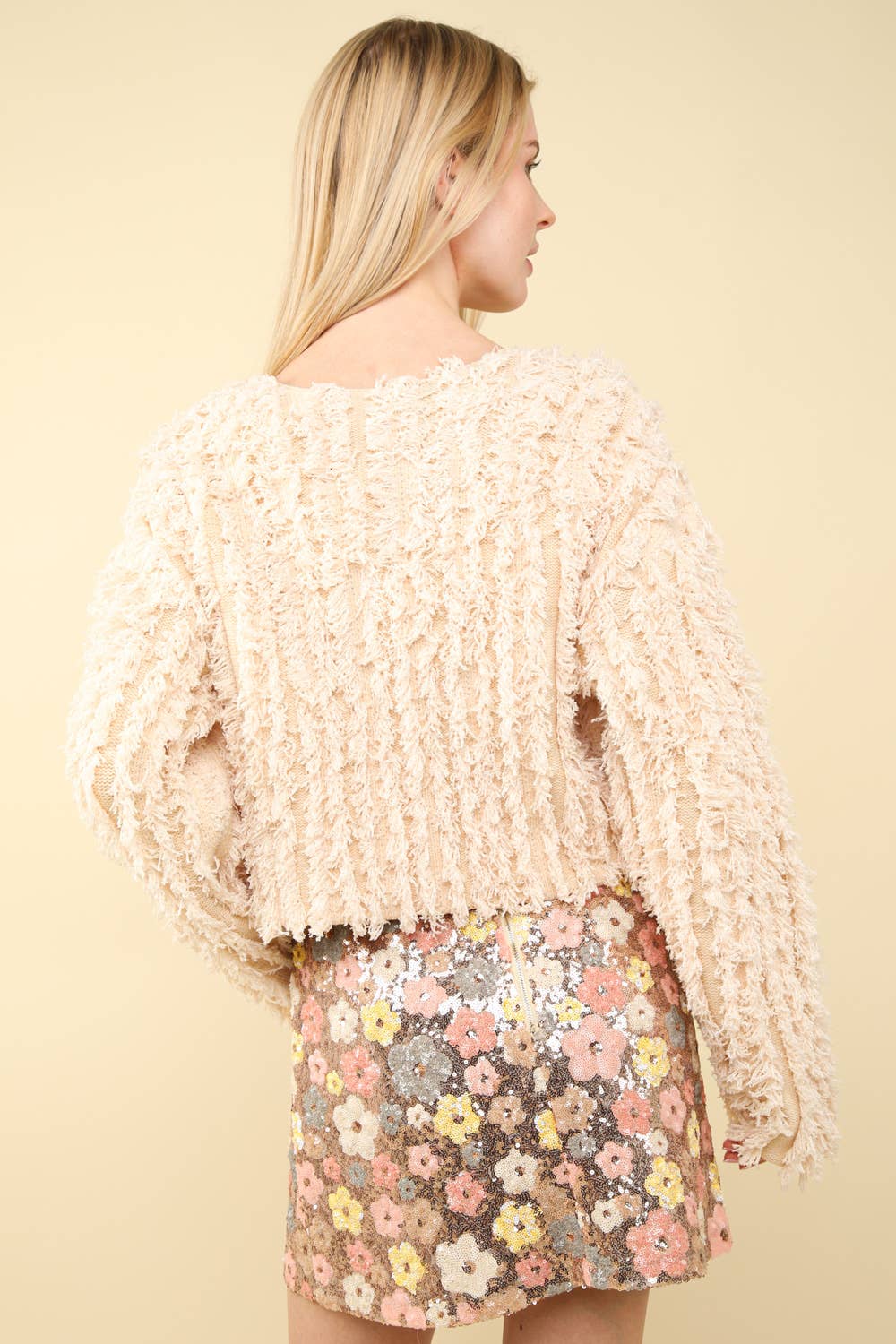 Soft Shaggy Yarn Knit Sweater Holiday Jacket