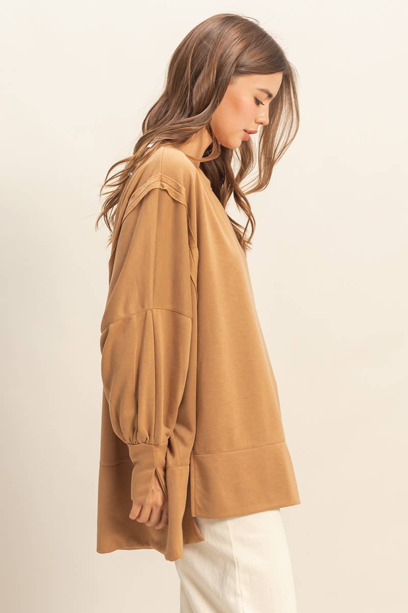 Oversized Long-Sleeve Top With Unique Cuffs