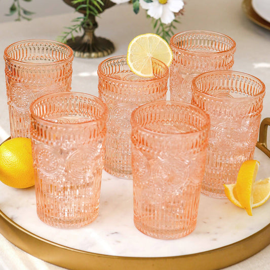 13 oz. Vintage Textured Rose Gold Drinking Glass