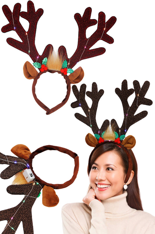 Oversized Rudolph Antler LED Light-Up Hairband