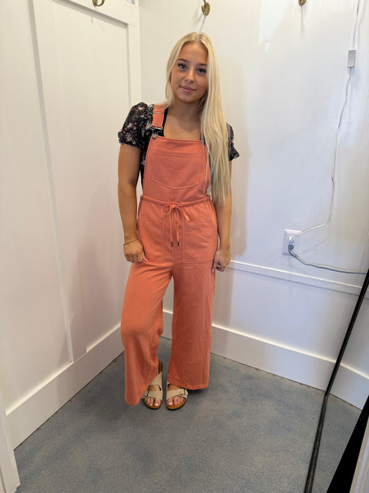 Pocketed Drawstring Wide Leg Overalls
