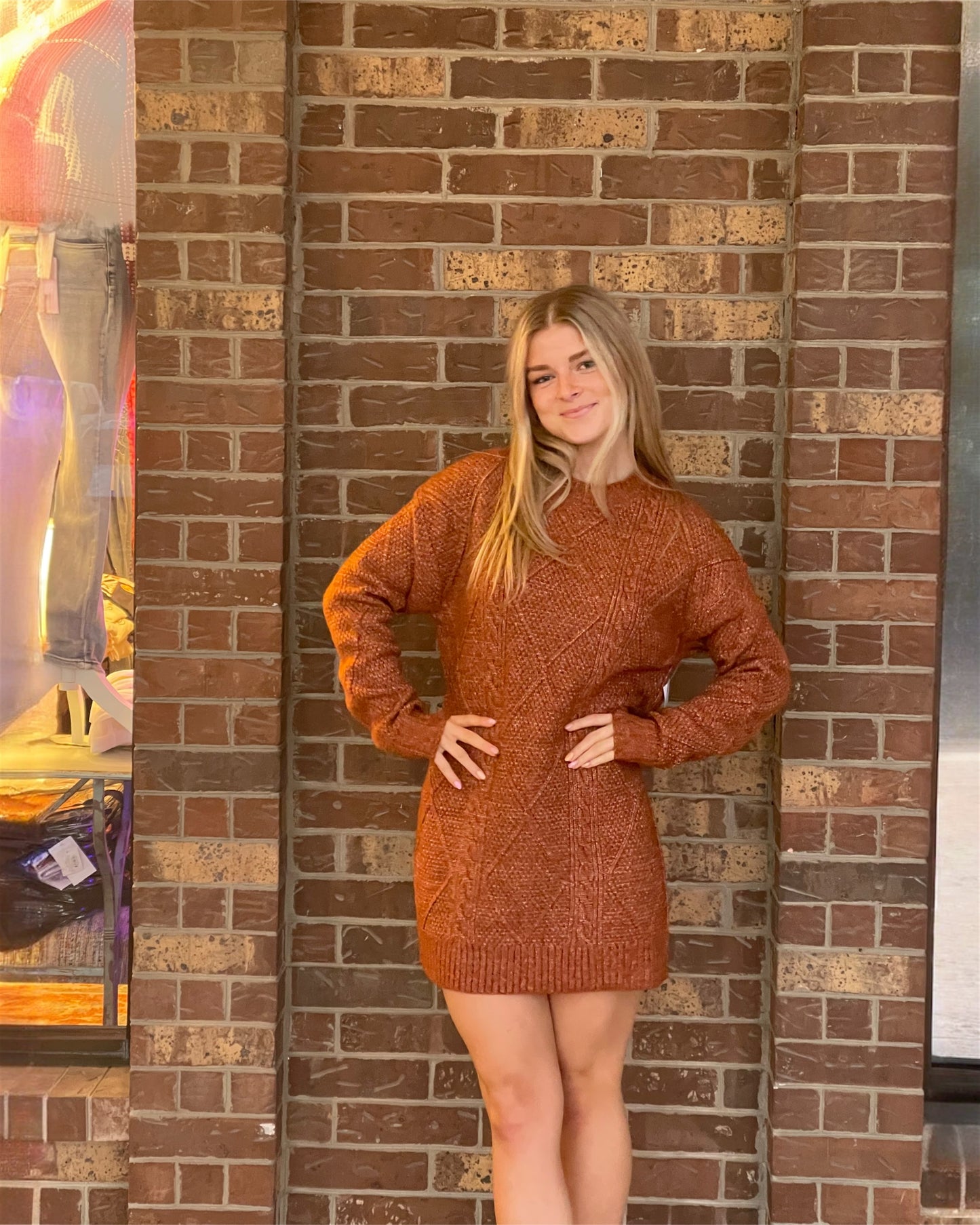 Cable Knit Drop Shoulder Loose Fit Sweater Dress