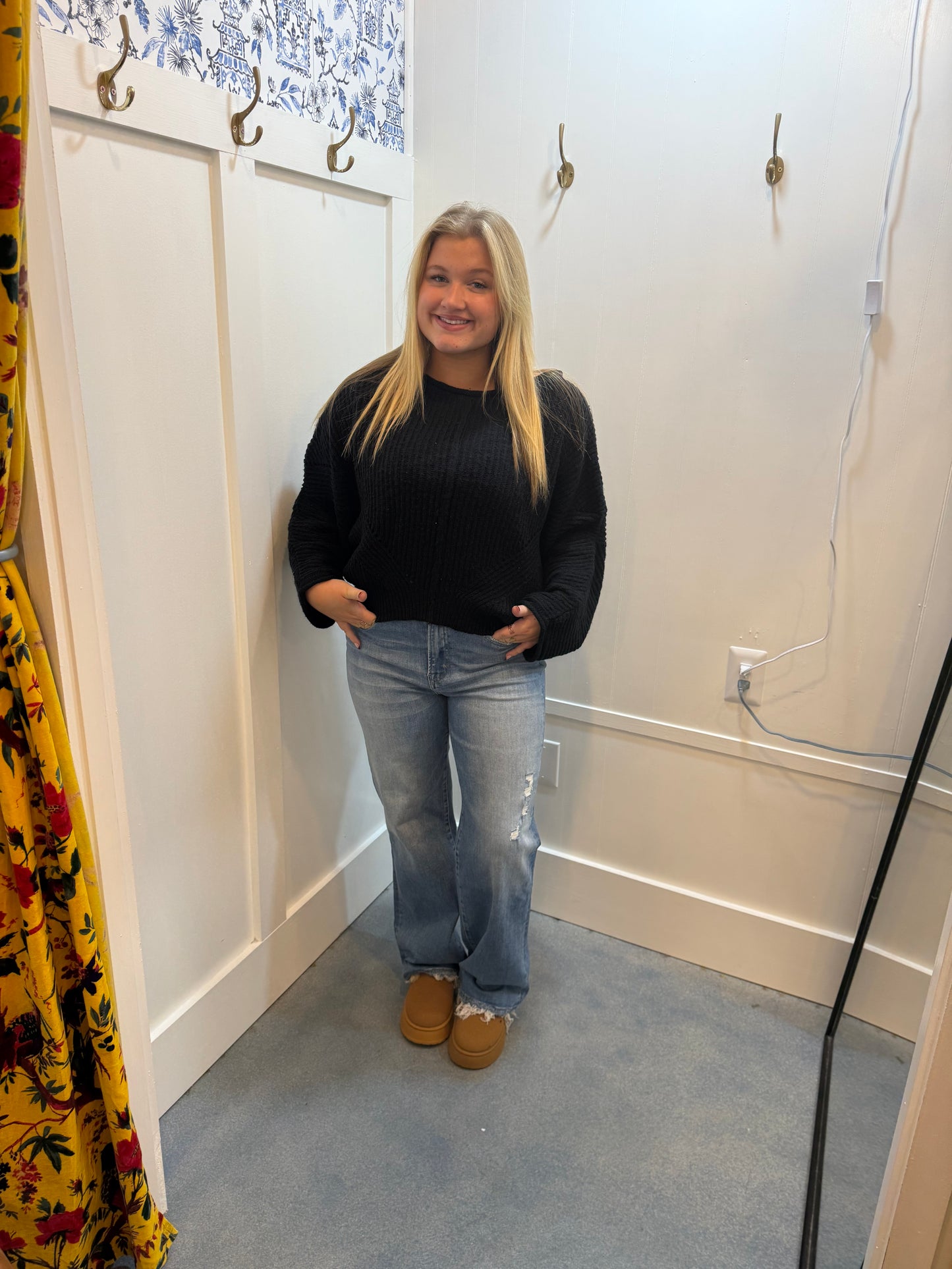 Ribbed Drop Sleeve Sweater