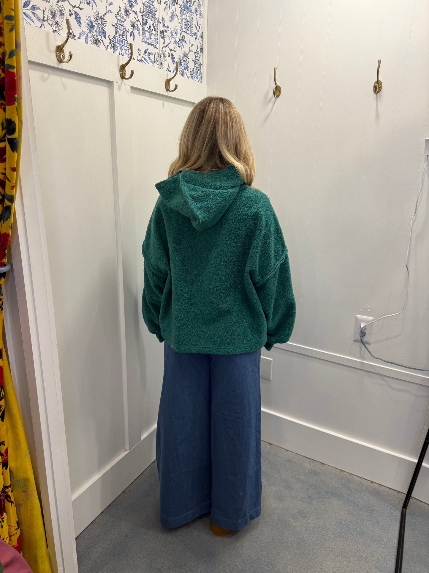 Sherpa Fleece Drop Shoulder Hoodie