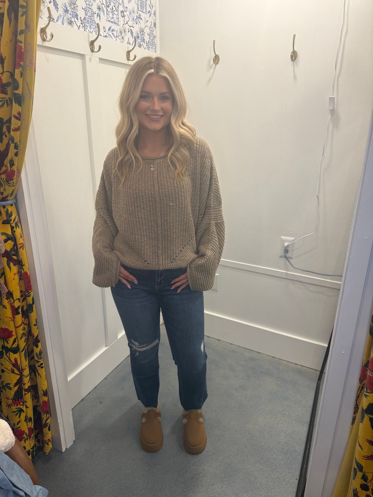 Ribbed Drop Sleeve Sweater