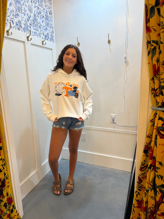 Tennessee Vols Layered Patch Crop Sweatshirt Hoodie