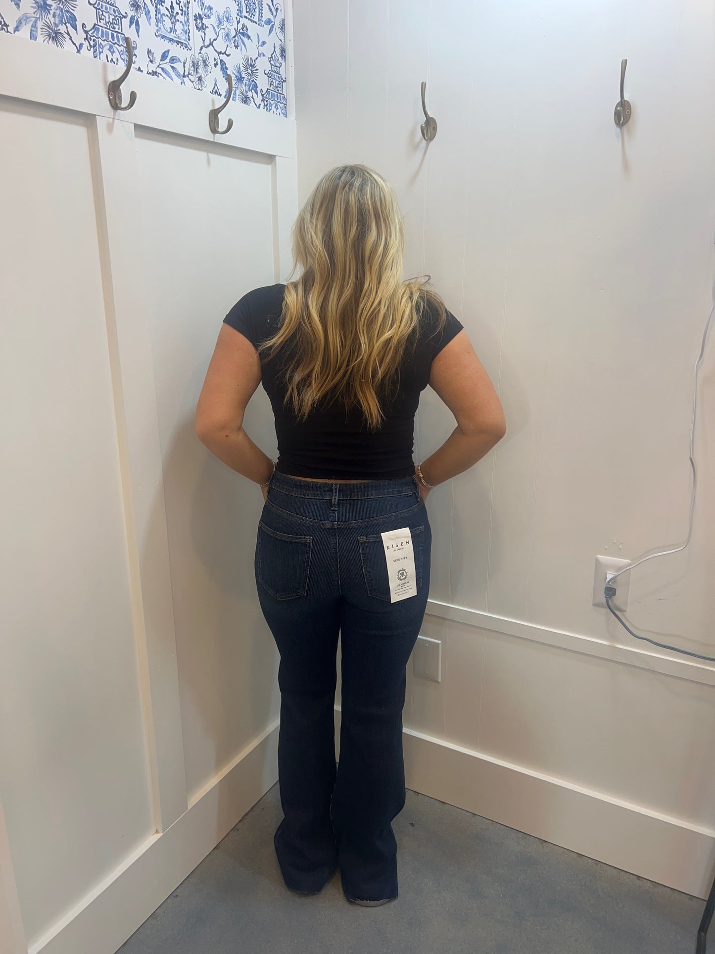 High Rise Flare Jeans With Corduroy Like Texture