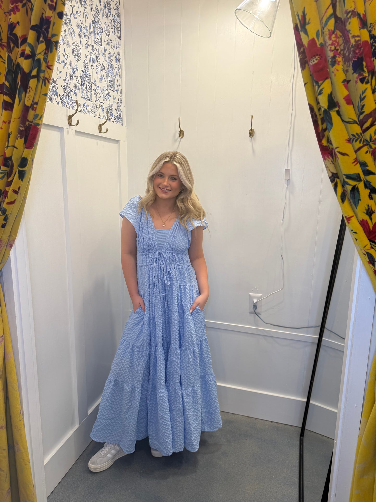 CRINKLED TEXTURE FLUTTER SHORT SLEEVE MIDI DRESS