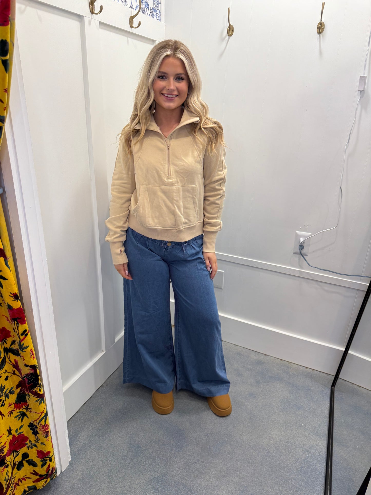 Fleece Lined Zip Up Stand Collar Thumbhole Sleeve Sweatshirt