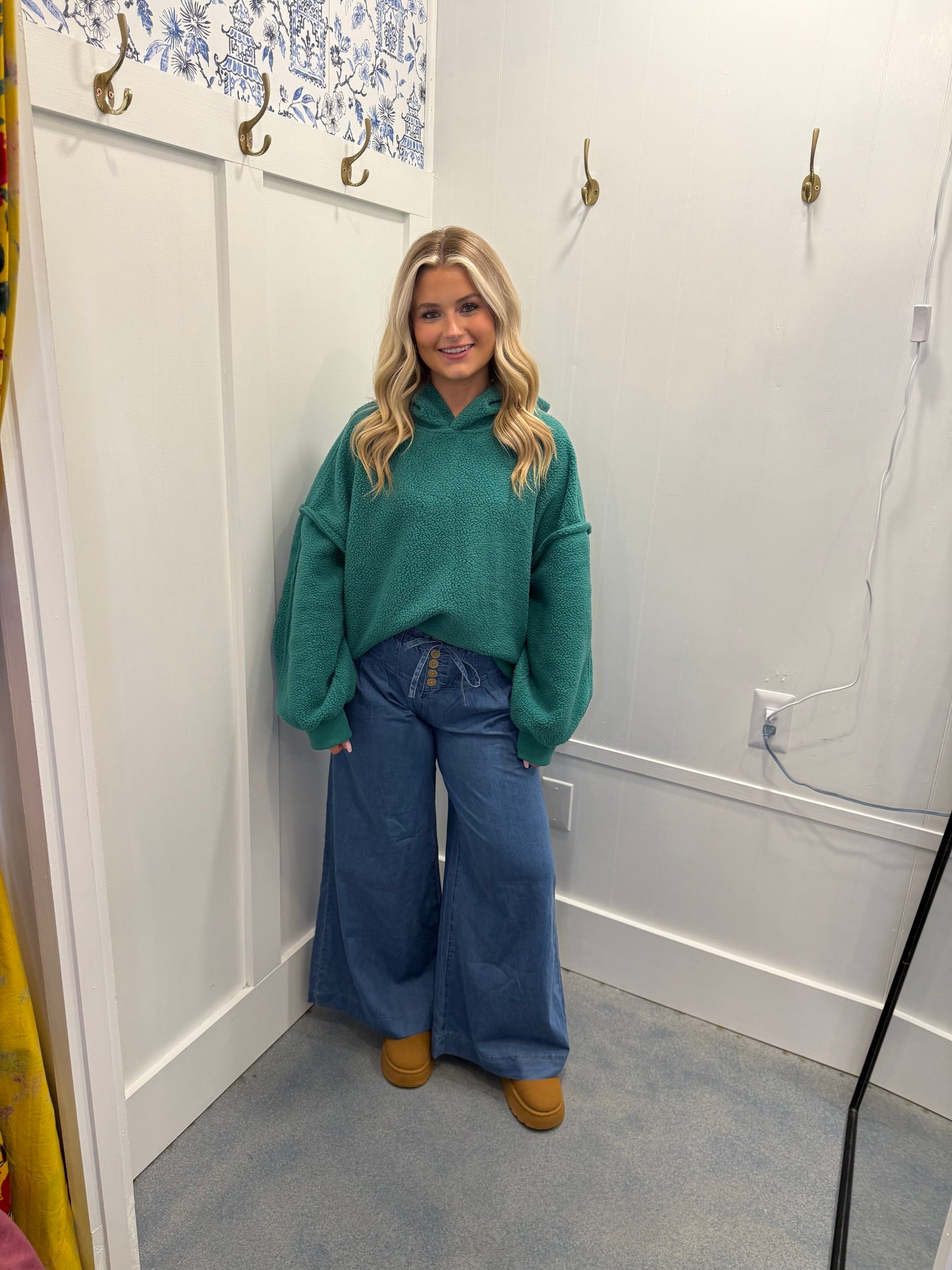 Sherpa Fleece Drop Shoulder Hoodie