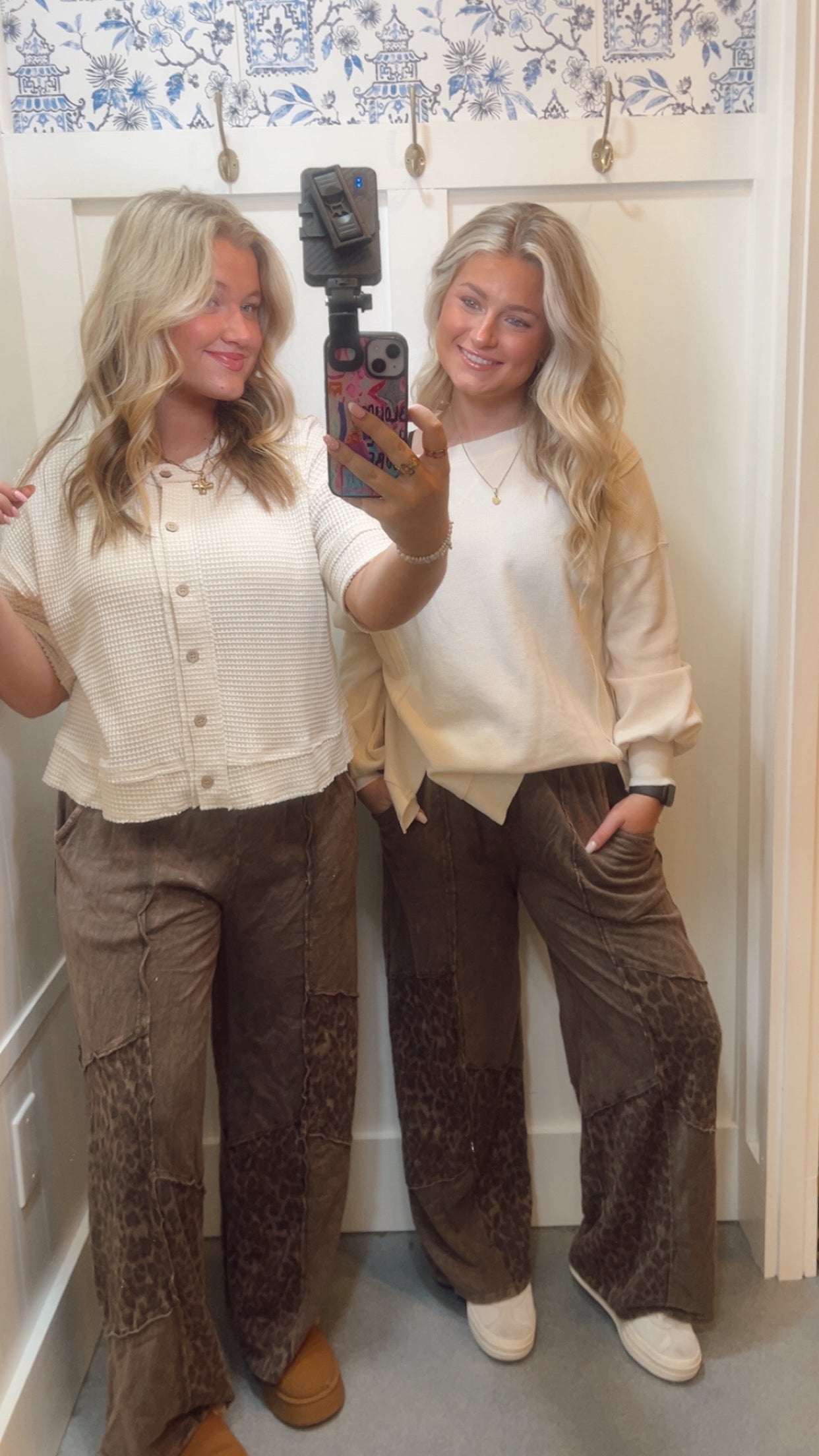 Mineral Washed Leopard Animal Patchwork Pants