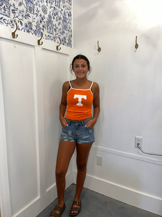 "T" TRIM COLOR CONTRAST TANK TOP