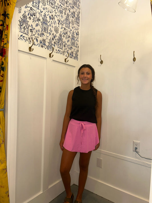 Drawstring High Waist Lined Tennis Skorts