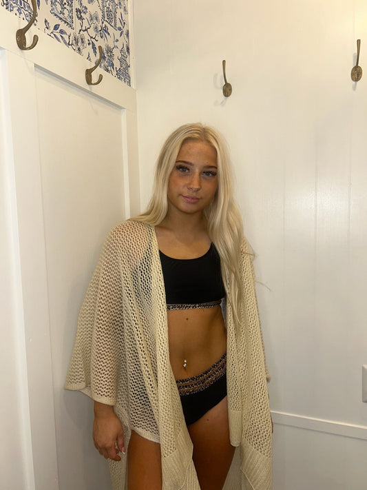 Women's Crochet Mesh Kimono Cardigan for Summer