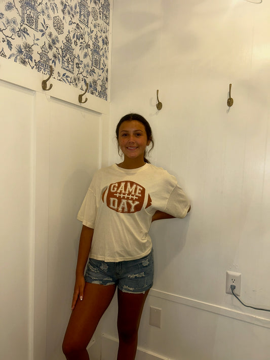 Football Game Day  Graphic Crop Tee