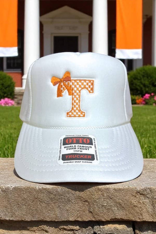 Vols T with Bow White Embroidered Hat