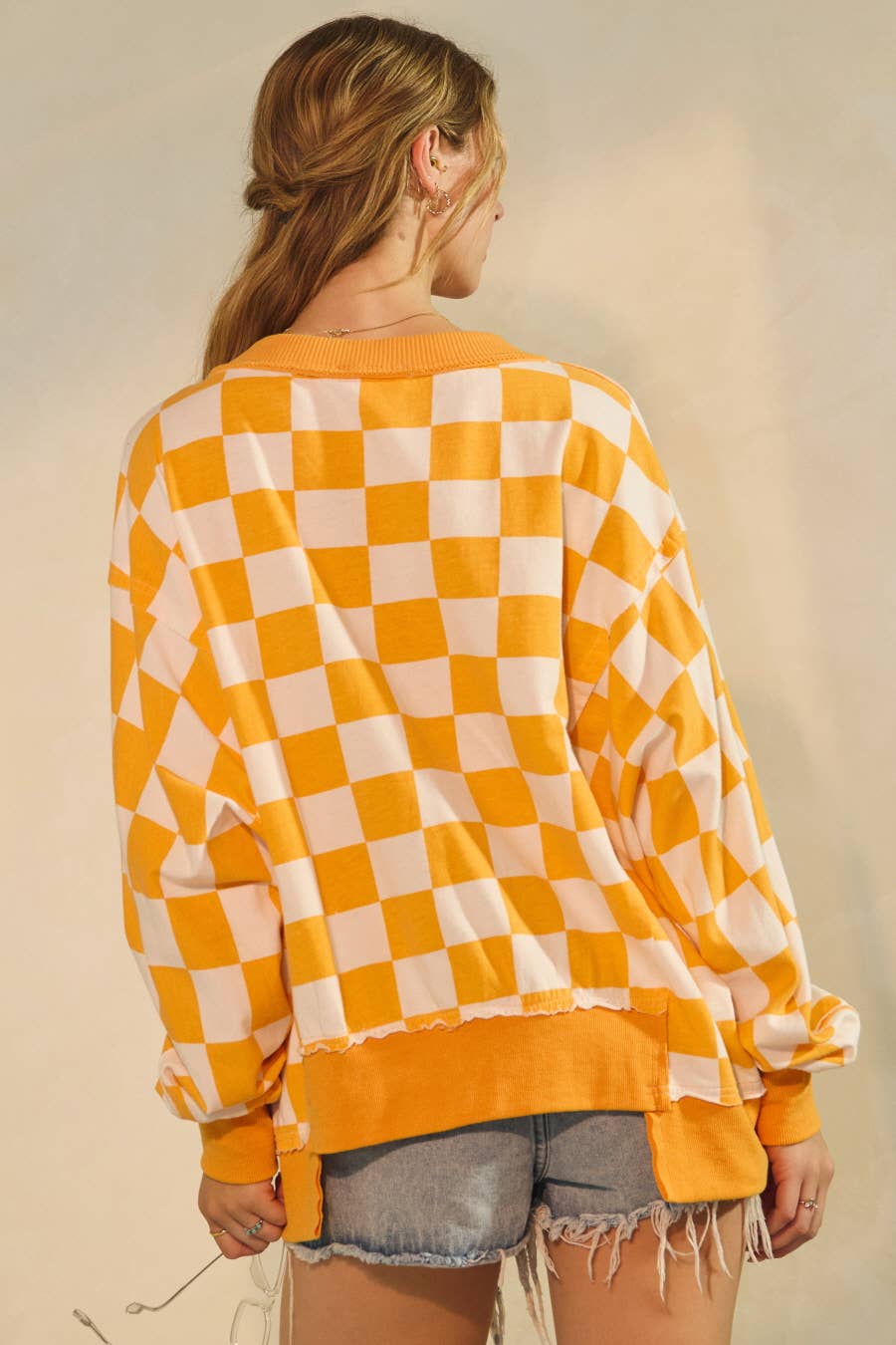 Checkerboard Oversized Sweatshirt