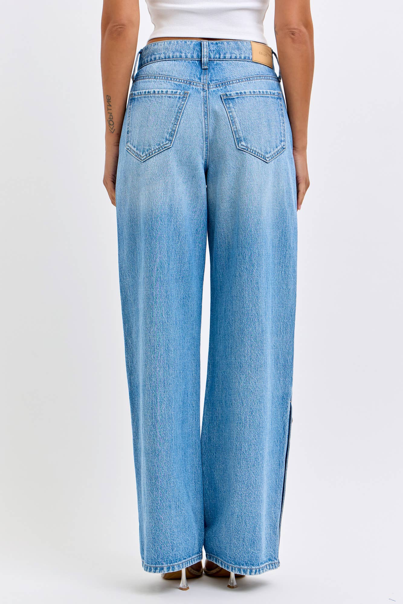 High Rise Wide Leg with Side Buttons