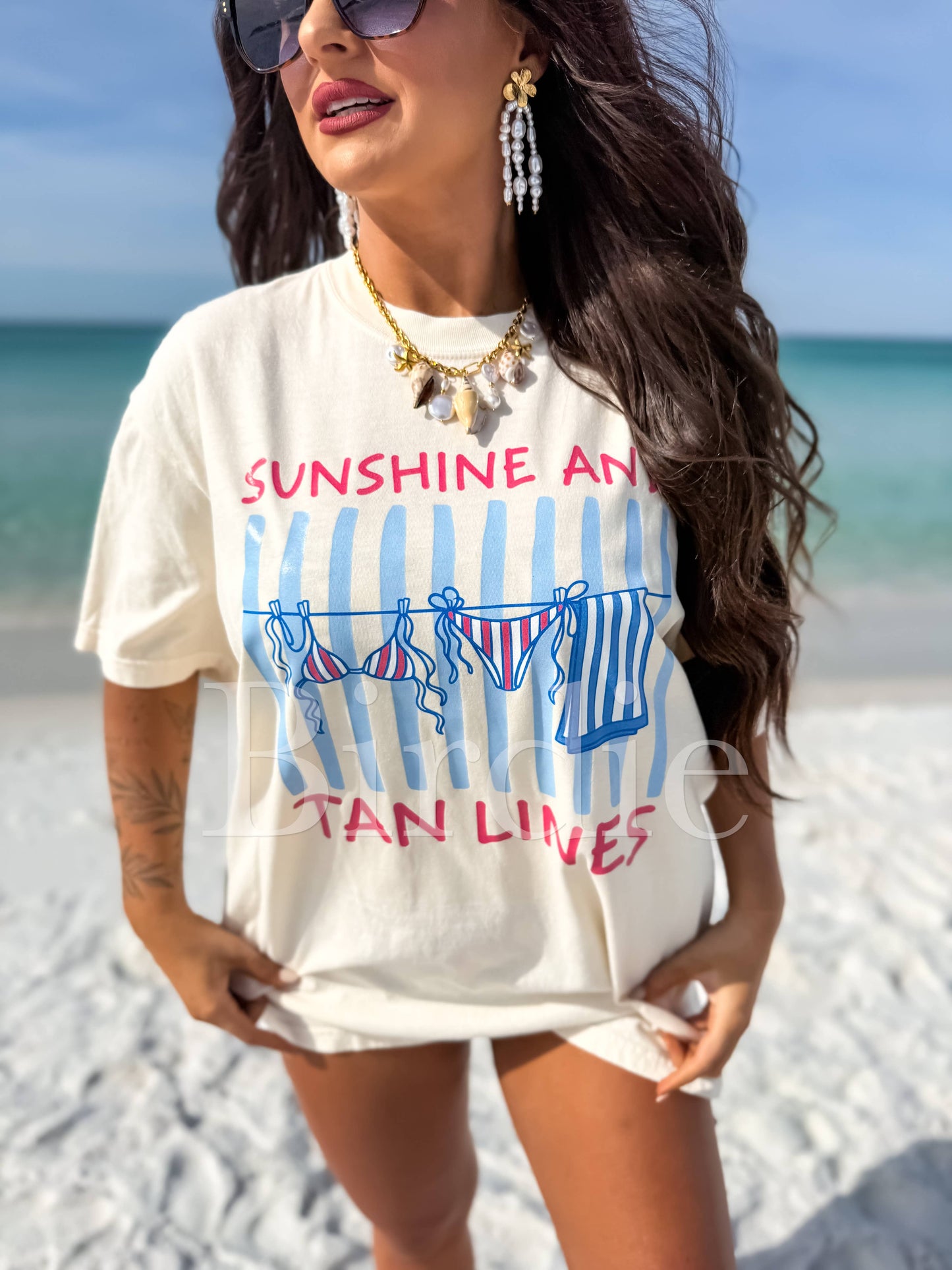 Sunshine and Tan Lines Graphic Tee on Ivory