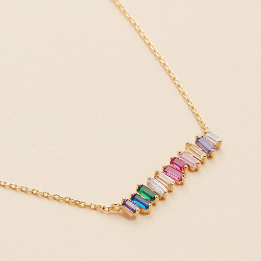 Glass Stones Charm Gold Dip Necklace