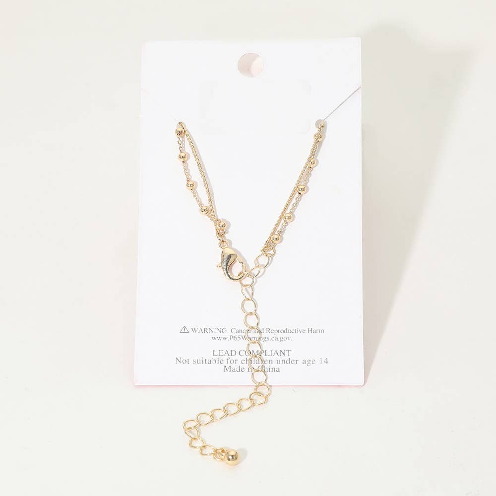 Gold Dipped Beaded Chain Layered Anklet