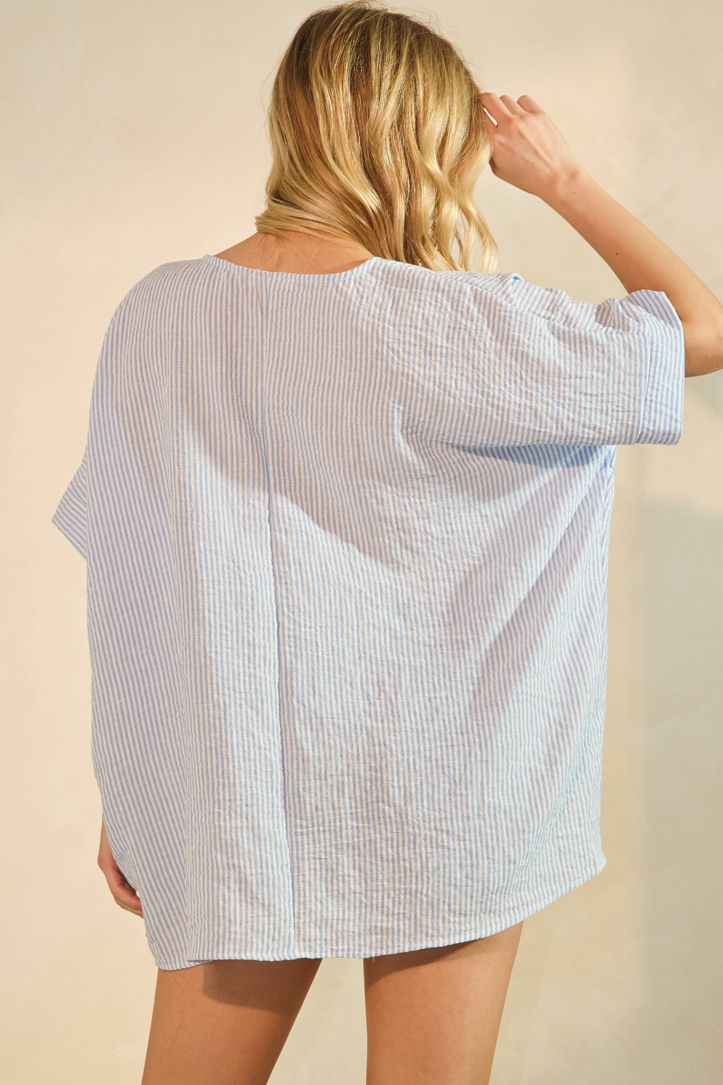 Oversize Striped V-Neck Top