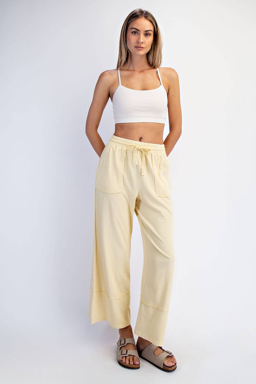 MINERAL WASHED WIDE LEG PANT