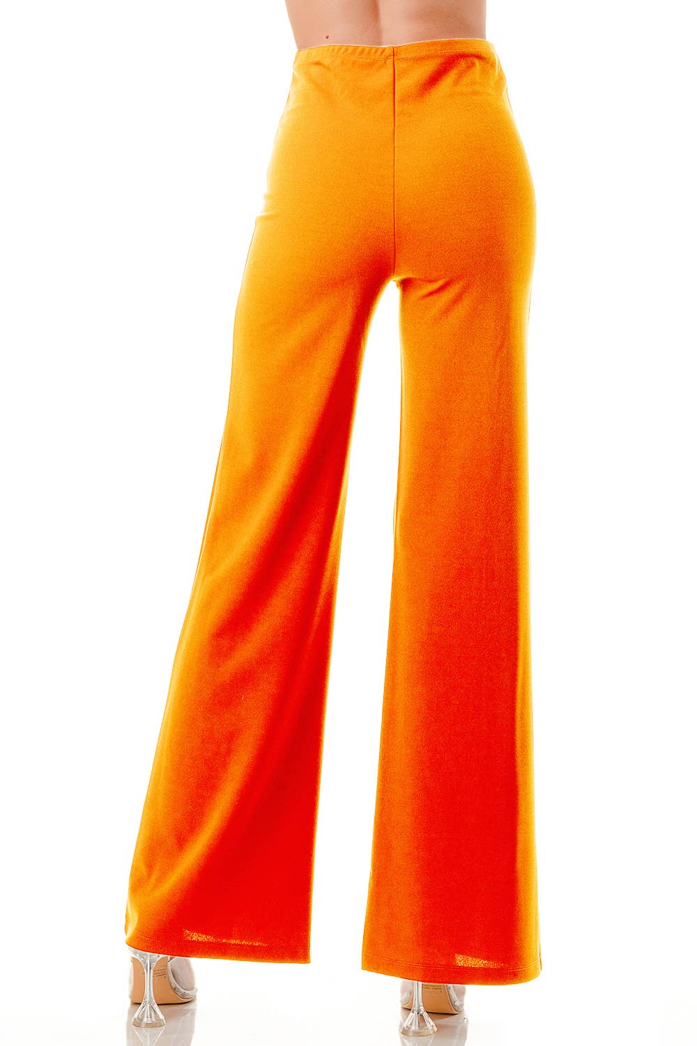 Solid Orange Formal Dressy Pants With Seam Front Slim Looking