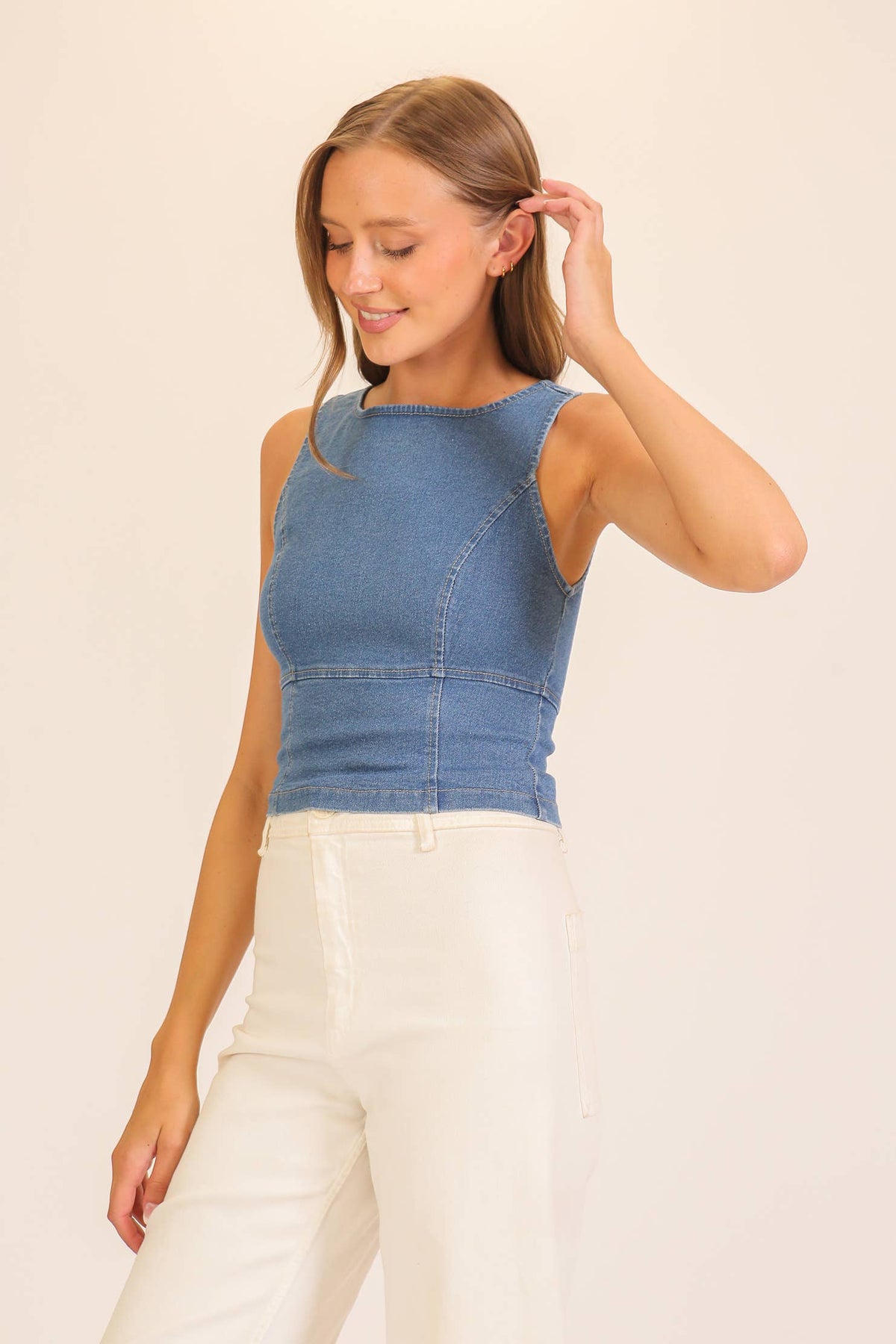 Sculpted Stretch Denim Tank Corset