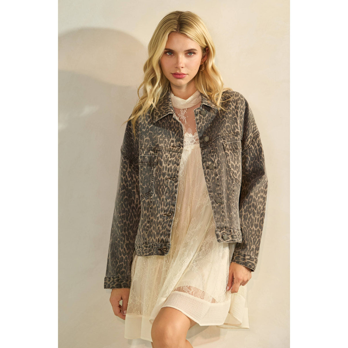Leopard Printed Denim Jacket