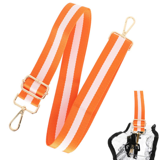 Game Day Contrast Striped Shoulder Bag Strap: Orange White