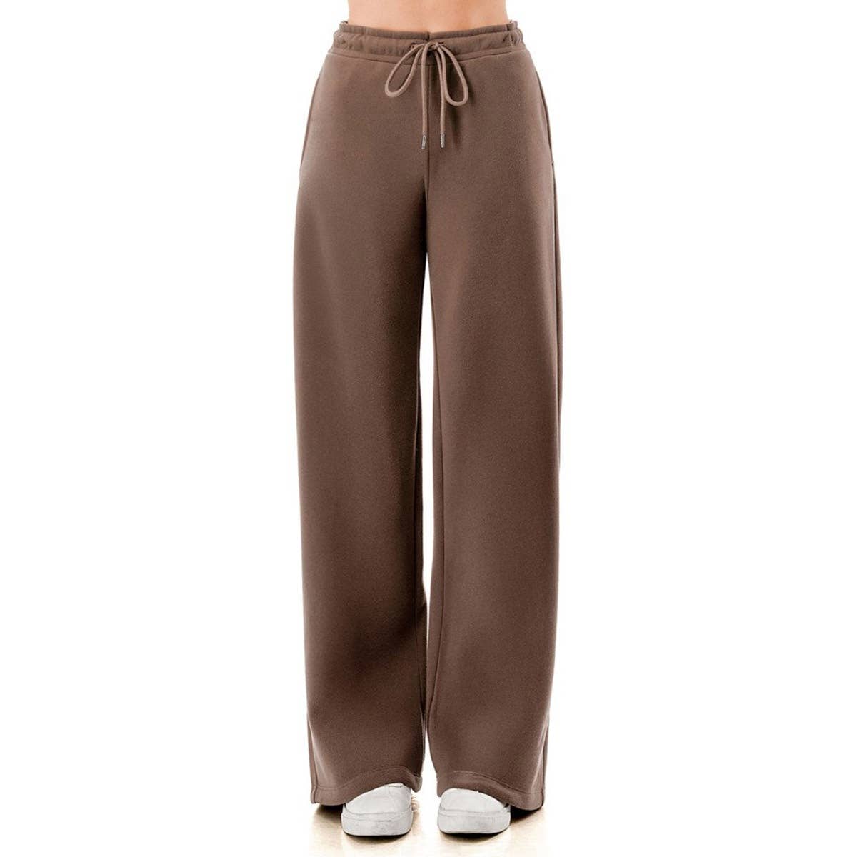FLEECE WIDE LEG PANTS SWEATPANTS JOGGERS